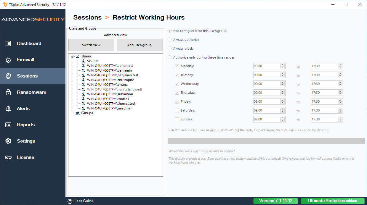 advanced-security-v7-Working Hours